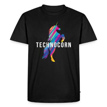Technocorn Repeat Festival EDM Music - Men's Premium Organic T-Shirt - black - Front - Nico (187cm)
