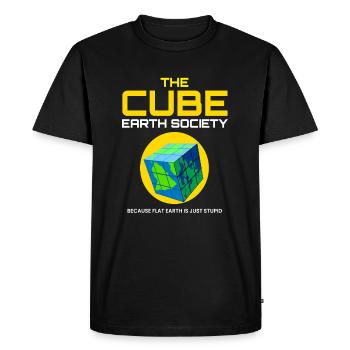 La Société cube de la Terre Planète Plate - T-shirt Premium bio Homme - noir - Devant - Nico (187cm)