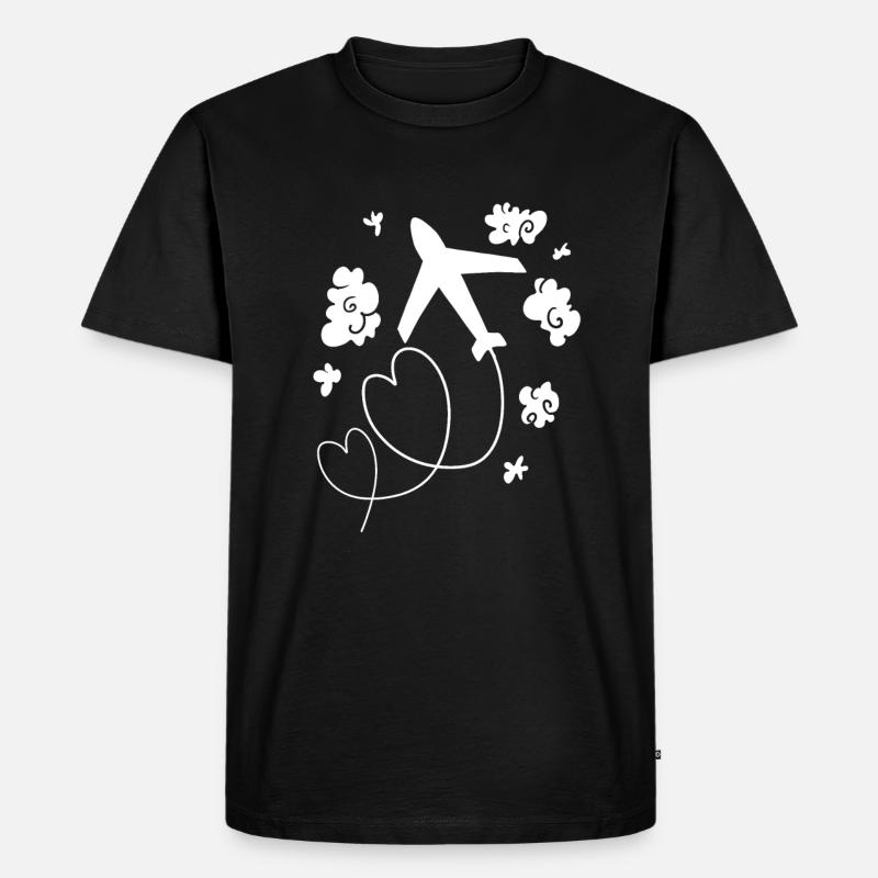 Flugzeug - Männer Premium Bio T-Shirt - Schwarz