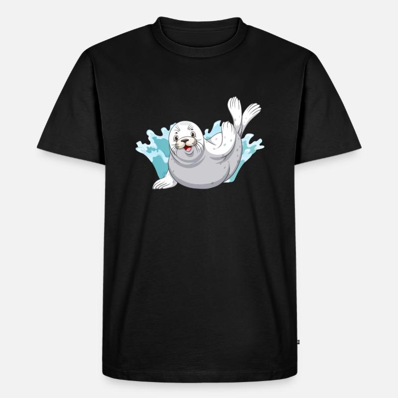 Phoques Phoque doux Phoque d’otaries - T-shirt Premium bio Homme - noir