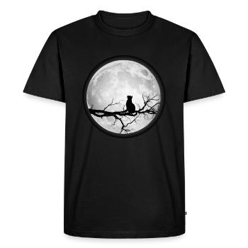 Lune Pleine Lune Espace Chat - T-shirt Premium bio Homme - noir - Devant - Nico (187cm)