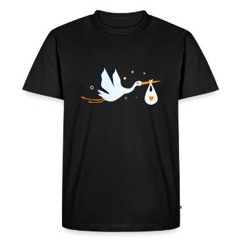 Cigogne Bébé Saint-Valentin Bébé Oiseau - T-shirt Premium bio Homme - noir - Devant - Nico (187cm)