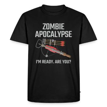 Arbalète Zombie Apocalypse Tir à l’arc - T-shirt Premium bio Homme - noir - Devant - Nico (187cm)