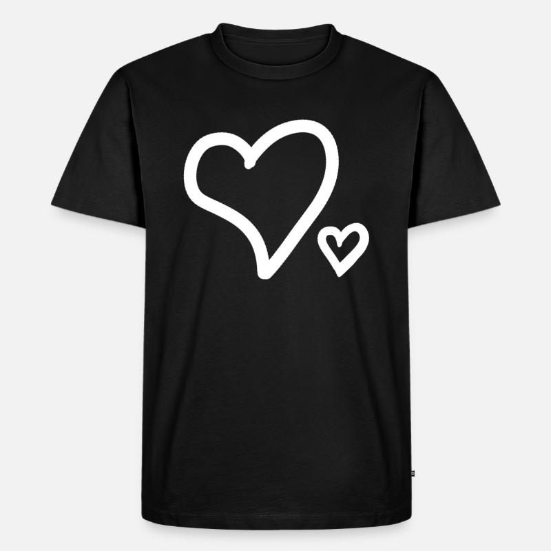 Herz - Männer Premium Bio T-Shirt - Schwarz