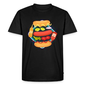 Kit Hot Dog Saucisses De Restauration Rapide - T-shirt Premium bio Homme - noir - Devant - Nico (187cm)