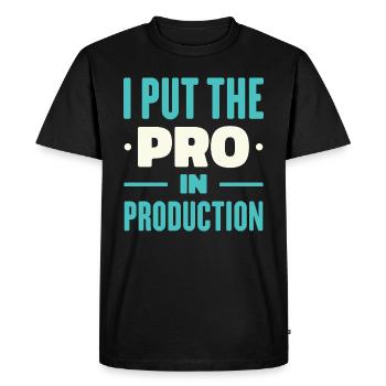 Je mets le Pro en production - T-shirt Premium bio Homme - noir - Devant - Nico (187cm)