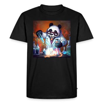 Mad Science Panda - Men's Premium Organic T-Shirt - black - Front - Nico (187cm)