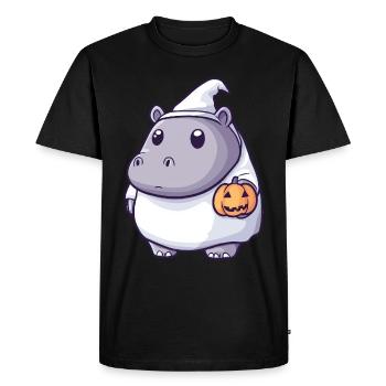 Hippopotamus Halloween Comic Ghost - Men's Premium Organic T-Shirt - black - Front - Nico (187cm)