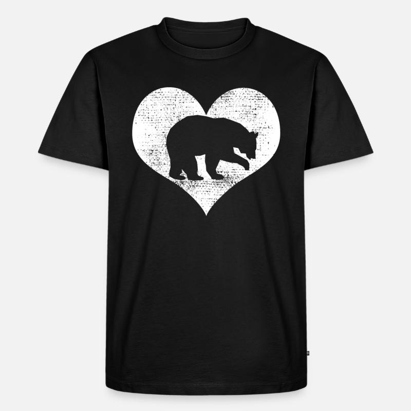 Herz Baer - Männer Premium Bio T-Shirt - Schwarz