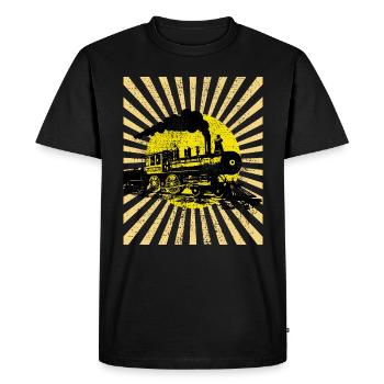 steam locomotive - Men's Premium Organic T-Shirt - black - Front - Nico (187cm)
