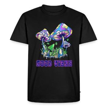 Champignons Good Vibes Rétro Champignon Psychédélique - T-shirt Premium bio Homme - noir - Devant - Nico (187cm)