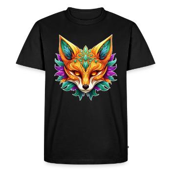 Portrait de renard de Mardi Gras - T-shirt Premium bio Homme - noir - Devant - Nico (187cm)