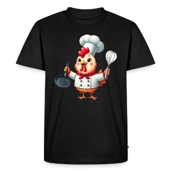Chef coq préparant la nourriture - T-shirt Premium bio Homme - noir - Devant - Nico (187cm)
