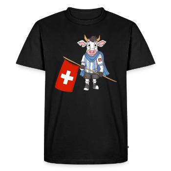Schweiz Kuh / Schweizer Fans - Männer Premium Bio T-Shirt - Schwarz - Vorne - Nico (187cm)