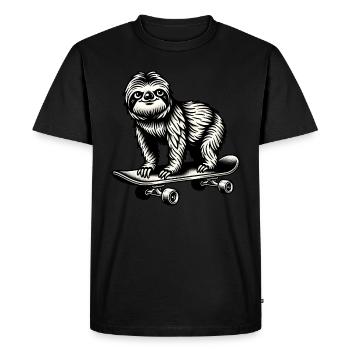 Skateboard paresseux noir blanc style de tatouage - T-shirt Premium bio Homme - noir - Devant - Nico (187cm)