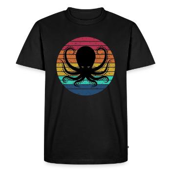 Pieuvre rétro pieuvre - T-shirt Premium bio Homme - noir - Devant - Nico (187cm)