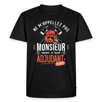 sapeurs pompiers adjudant chef drôle grade pompier - T-shirt Premium bio Homme - noir - Devant - Nico (187cm)