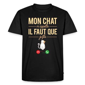 Mon Chat M'Appelle Blague Propriétaire Chat Humour - T-shirt Premium bio Homme - noir - Devant - Nico (187cm)