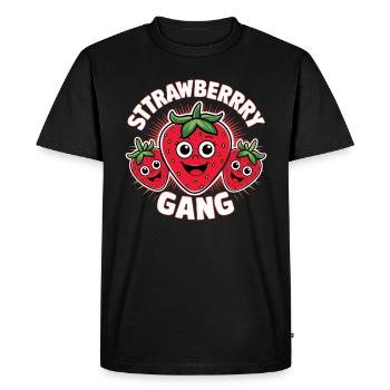 Strawberry Gang - Équipe de cueilleurs de fraises - T-shirt Premium bio Homme - noir - Devant - Nico (187cm)