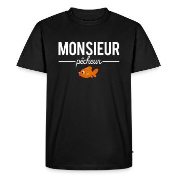 Monsieur pêcheur blague pêche papa pêcheur - T-shirt Premium bio Homme - noir - Devant - Nico (187cm)
