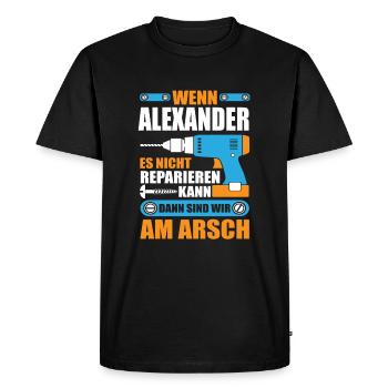 Alexander Name Geschenk Reparatur reparieren - Männer Premium Bio T-Shirt - Schwarz - Vorne - Nico (187cm)