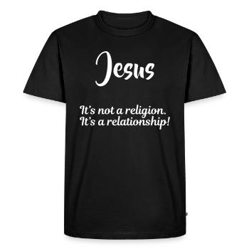 Amitié avec Jésus le Dieu et le Christ Rédempteur - T-shirt Premium bio Homme - noir - Devant - Nico (187cm)