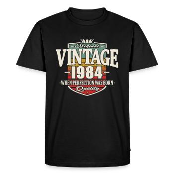 Vintage retro 1984 - T-shirt Premium bio Homme - noir - Devant - Nico (187cm)