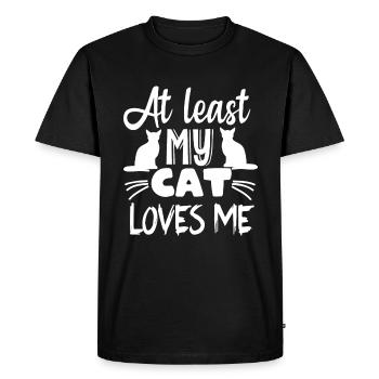 Au moins mon chat m’aime - Drôle de chat disant - T-shirt Premium bio Homme - noir - Devant - Nico (187cm)