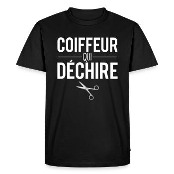 Coiffeur qui déchire meilleur coiffeur humour - T-shirt Premium bio Homme - noir - Devant - Nico (187cm)