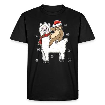 Cadeau de Noël drôle d'alpaga d'équitation de paresse - T-shirt Premium bio Homme - noir - Devant - Nico (187cm)