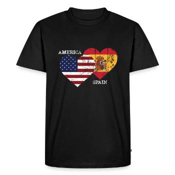 Spain America USA Gift Funny Heart - Men's Premium Organic T-Shirt - black - Front - Nico (187cm)
