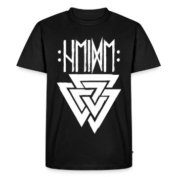 Pagan in runes with Valknut, symbol of Odin - Men's Premium Organic T-Shirt - black - Front - Nico (187cm)