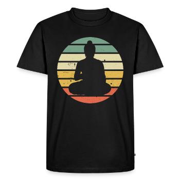 Vintage Buddha Buddhism Yoga Meditation Gift - Men's Premium Organic T-Shirt - black - Front - Nico (187cm)