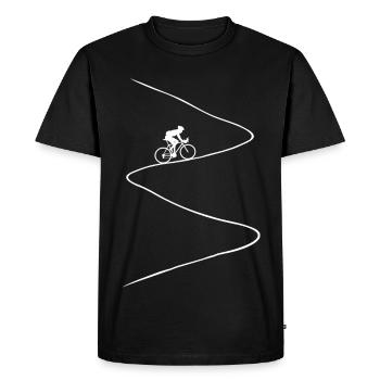 Vélo de course, en montée, raide, vélo, vélo, randonnée, montagne - T-shirt Premium bio Homme - noir - Devant - Nico (187cm)