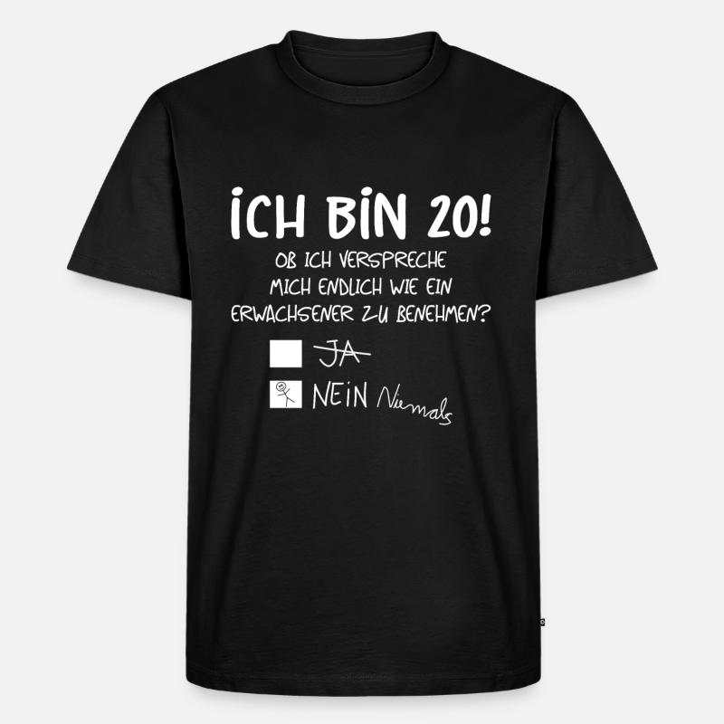 ICH BIN 20! - 20. GEBURTSTAG - Männer Premium Bio T-Shirt - Schwarz