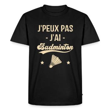 Je Peux Pas J'ai Badminton - T-shirt Premium bio Homme - noir - Devant - Nico (187cm)