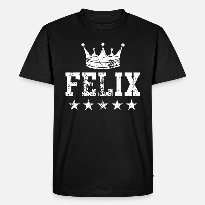 Felix mit Krone - Männer Premium Bio T-Shirt - Schwarz