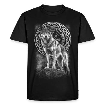 Wolf Vegvisir Rune - Men's Premium Organic T-Shirt - black - Front - Nico (187cm)