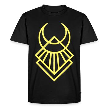 Yellow Egyptian Lunar Symbol - Men's Premium Organic T-Shirt - black - Front - Nico (187cm)