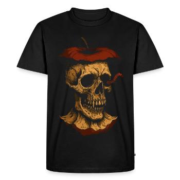 Rotten Apple Skull Art – Dark Design - Men's Premium Organic T-Shirt - black - Front - Nico (187cm)