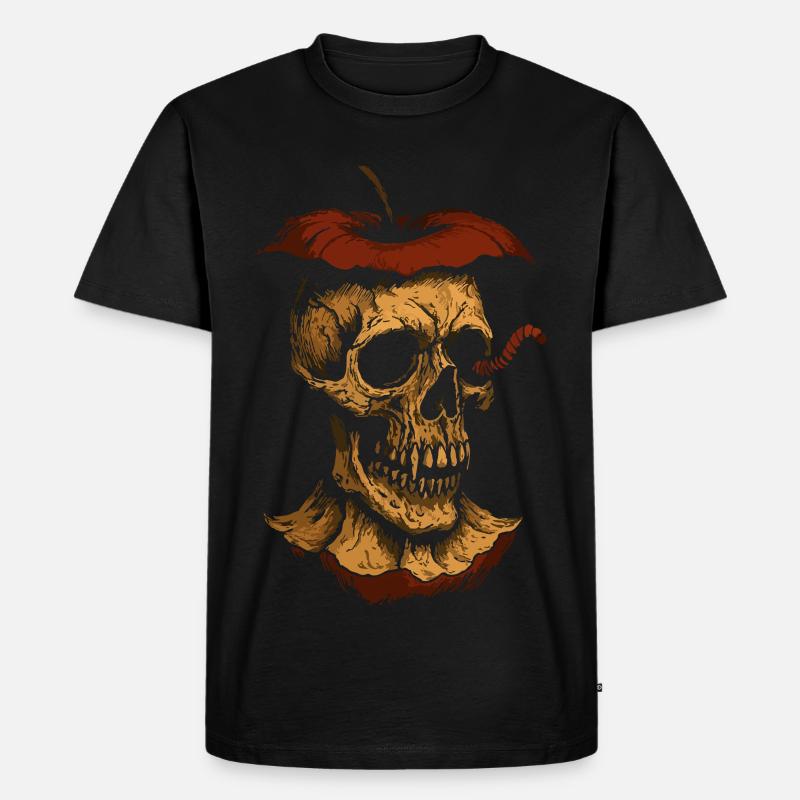 Fauler Apfel Totenkopf Kunst – Dunkles Design - Männer Premium Bio T-Shirt - Schwarz