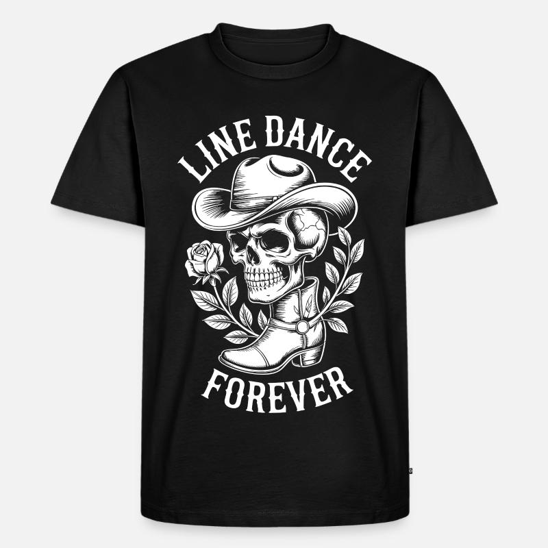 Line Dance Forever Schädel Western - Männer Premium Bio T-Shirt - Schwarz