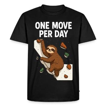Sloth Bouldering: One Move Per Day Design - Men's Premium Organic T-Shirt - black - Front - Nico (187cm)