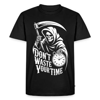 Grim Reaper Clock – Don't Waste Your Time Motif - Men's Premium Organic T-Shirt - black - Front - Nico (187cm)