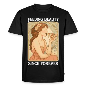 Art Nouveau Pizza Pin-Up - Feeding Beauty - T-shirt Premium bio Homme - noir - Devant - Nico (187cm)