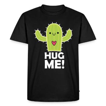 Hug me ! Kaktus / Cactus - T-shirt Premium bio Homme - noir - Devant - Nico (187cm)