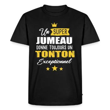 Frère jumeau cadeau drôle naissance futur tonton - T-shirt Premium bio Homme - noir - Devant - Nico (187cm)