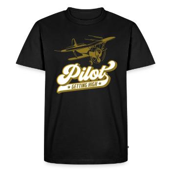 Flying Pilot Pilot | Colors can be changed - Men's Premium Organic T-Shirt - black - Front - Nico (187cm)