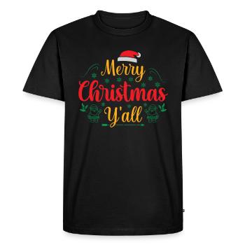 Merry Christmas Y'all - Men's Premium Organic T-Shirt - black - Front - Nico (187cm)