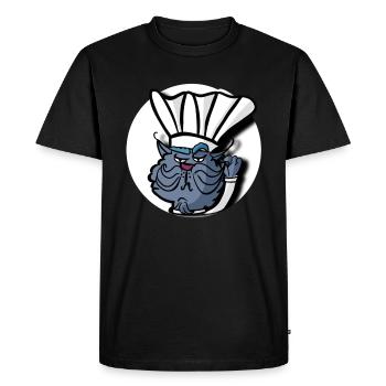 Blue cat chef - Men's Premium Organic T-Shirt - black - Front - Nico (187cm)
